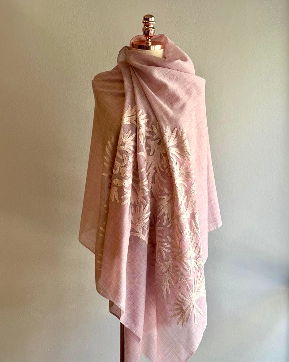 Xale ORGANIC Bordado rosa claro