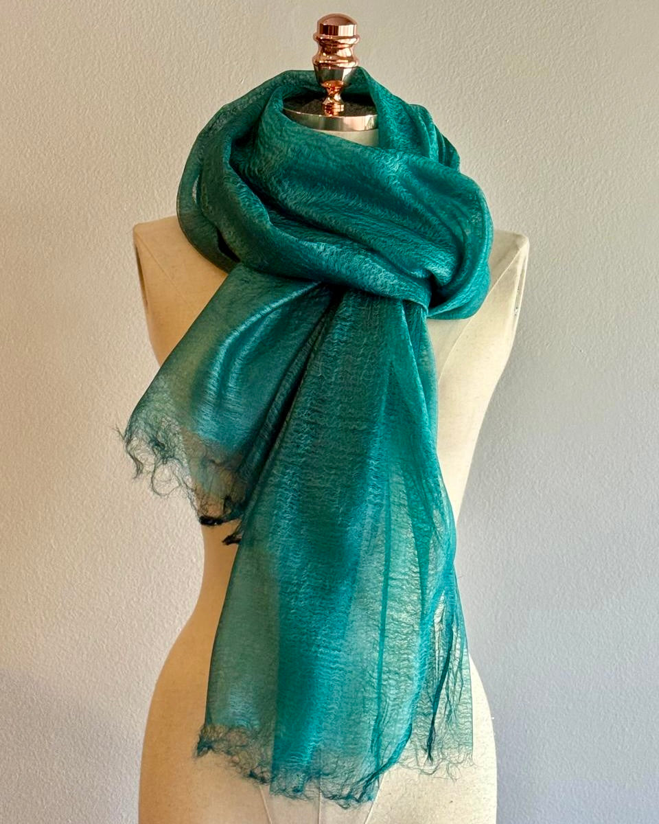 Xale GAZE SEDA azul petróleo