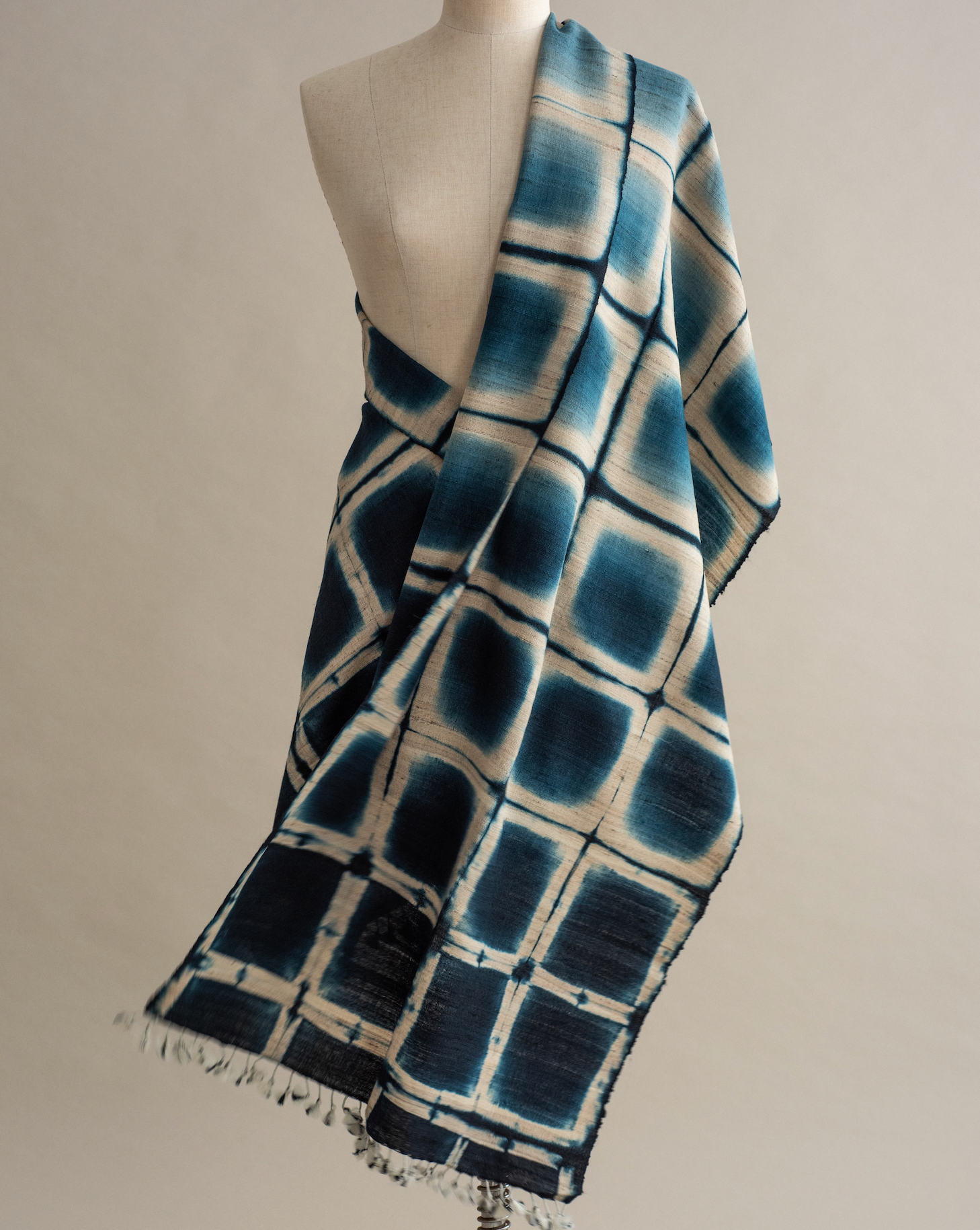 Xale SHIBORI  índigo squares
