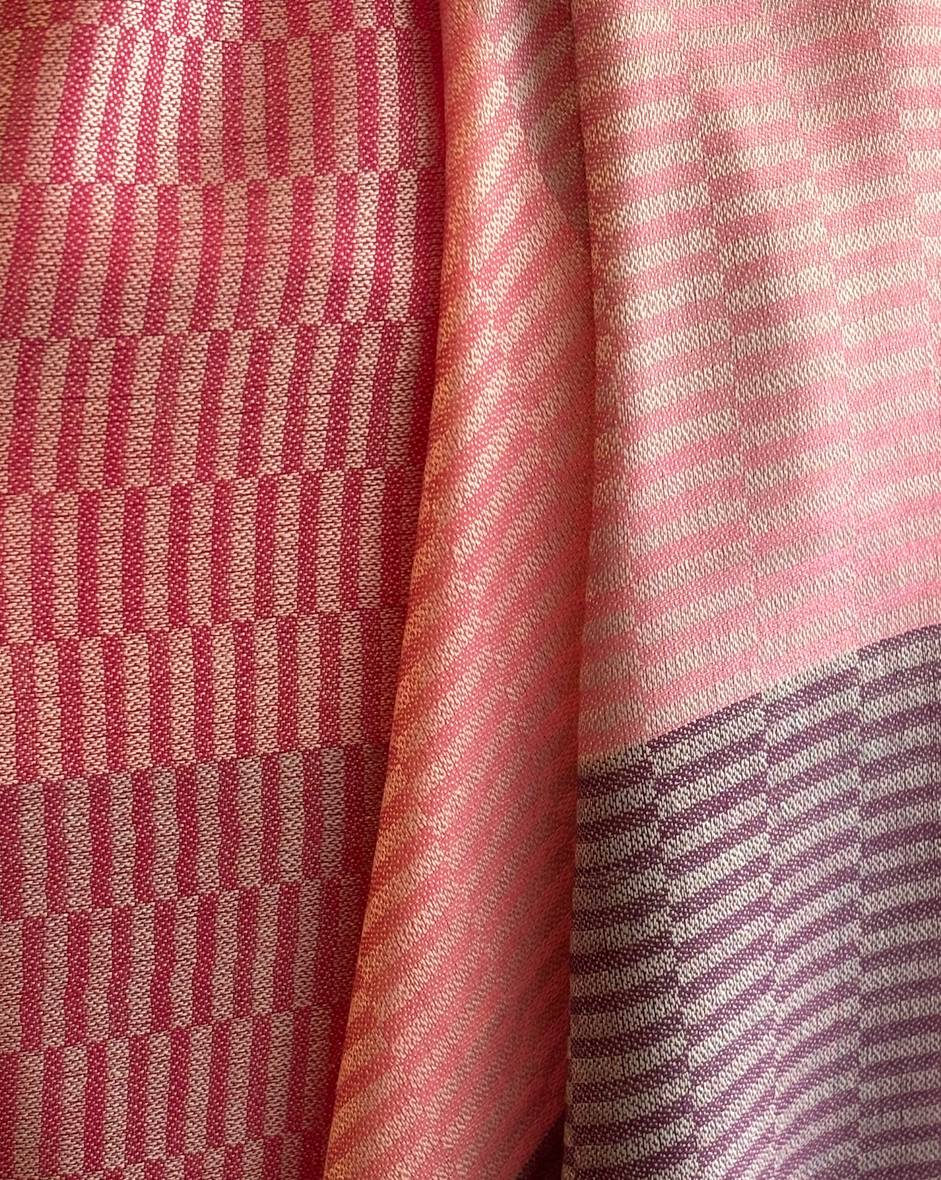 Xale GEO seda e lã rosa