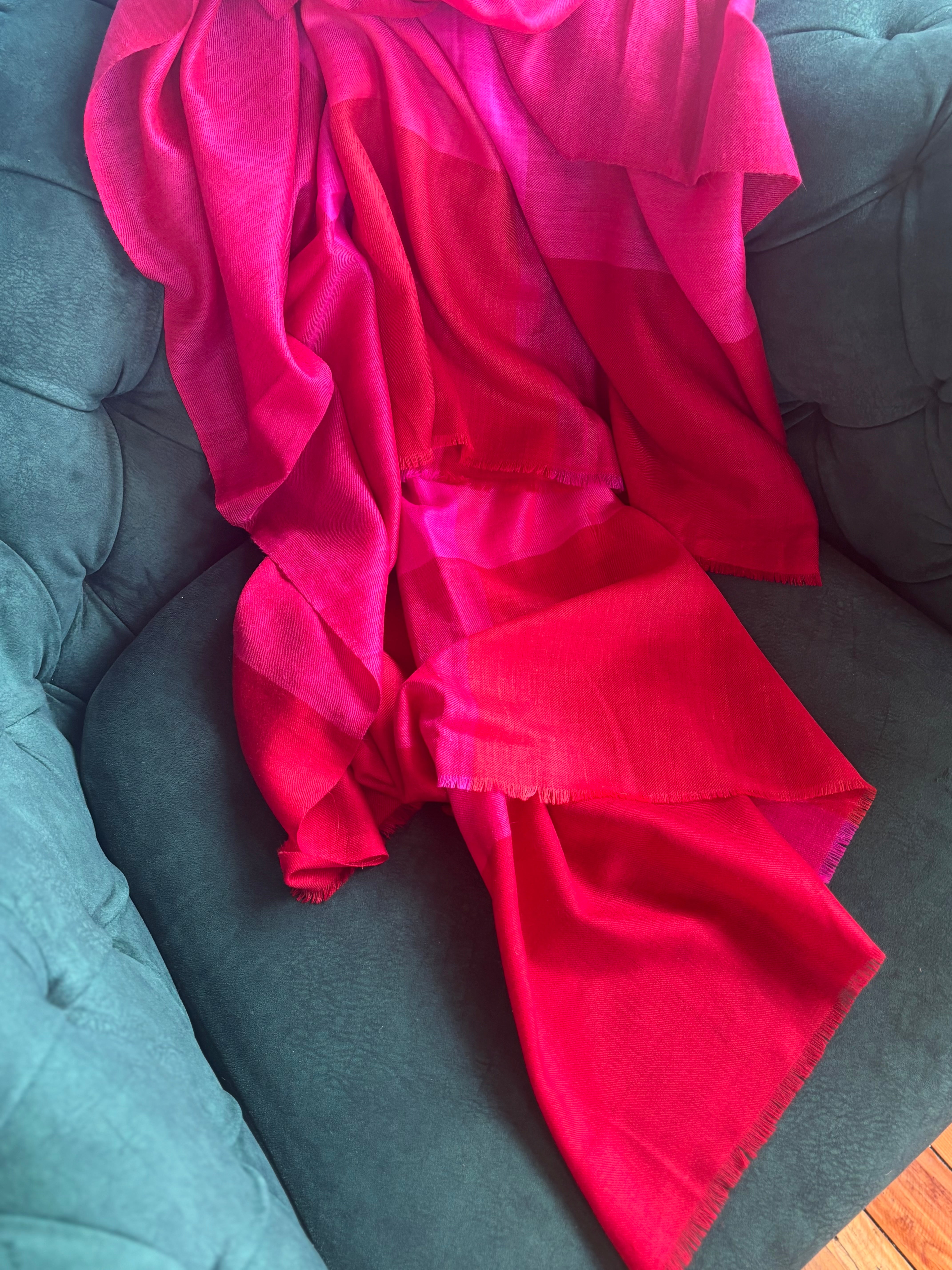 Xale CASHMERE vermelho e pink