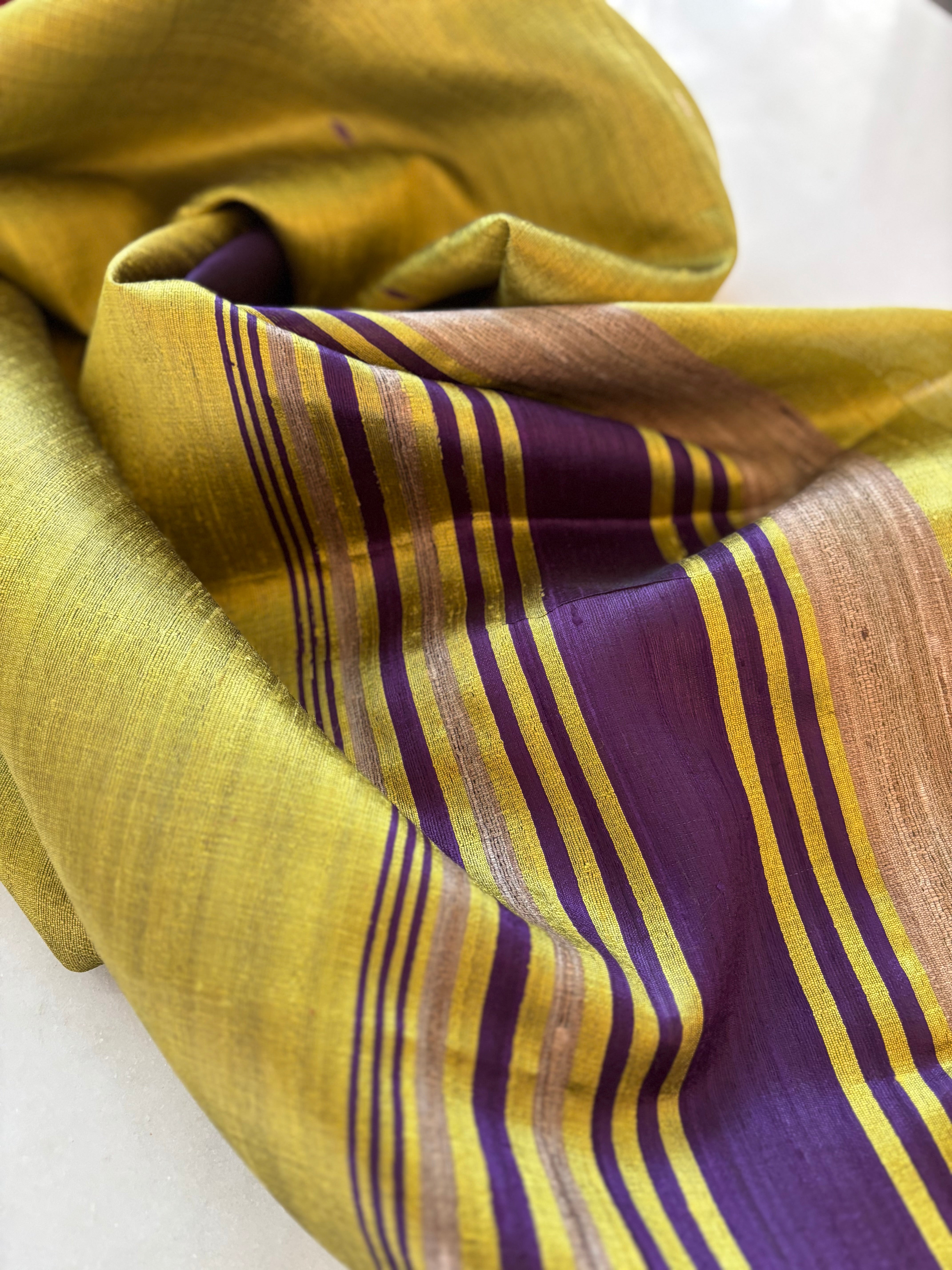 Xale TUSSAR amarelo lima e roxo