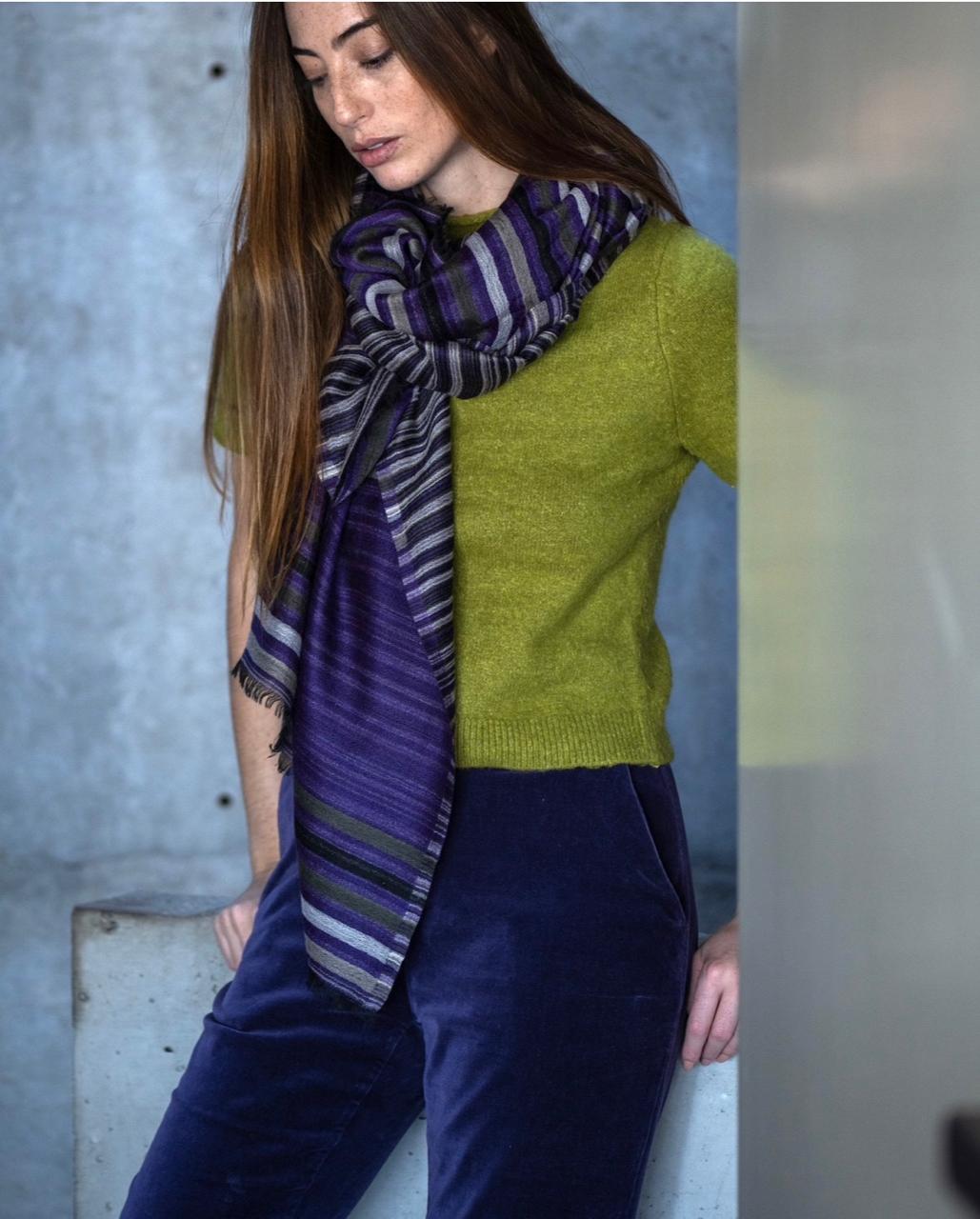 Xale merino STRIPES roxo