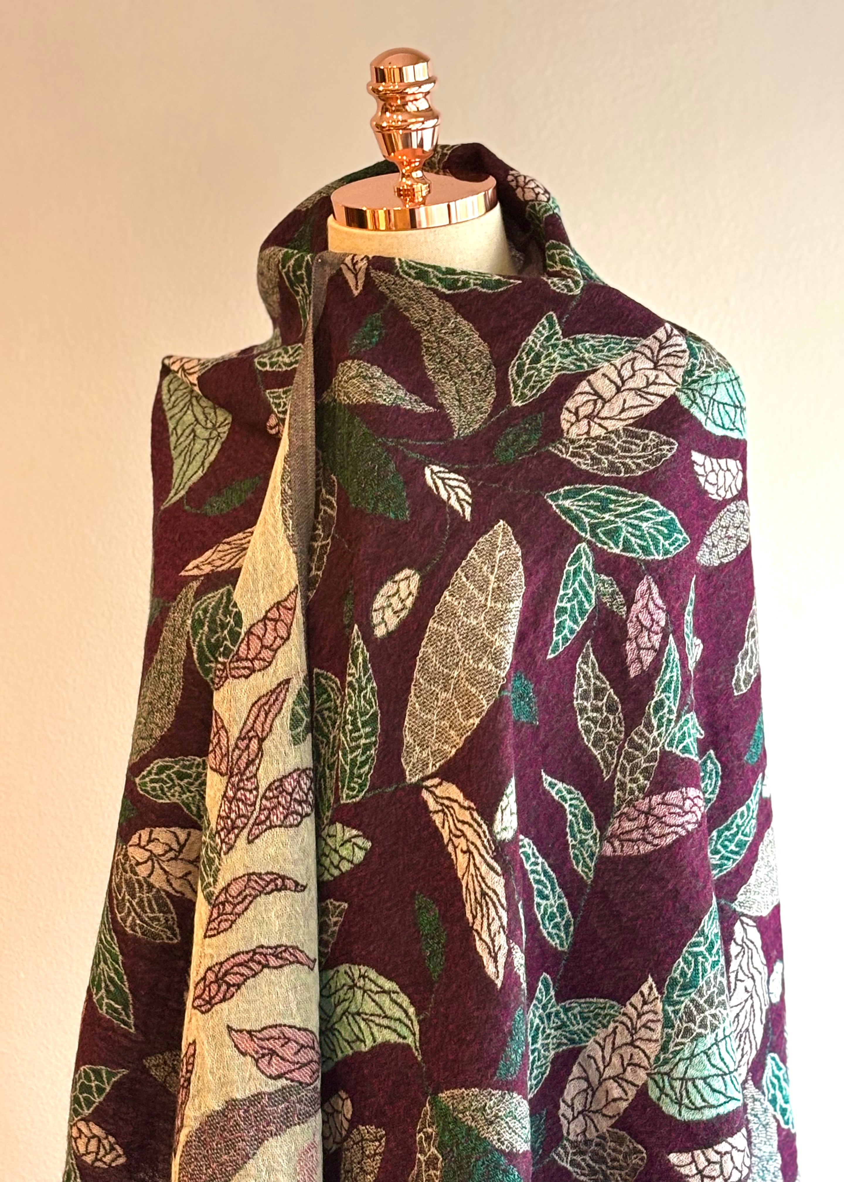 Xale JACQUARD FOLHAS marsala