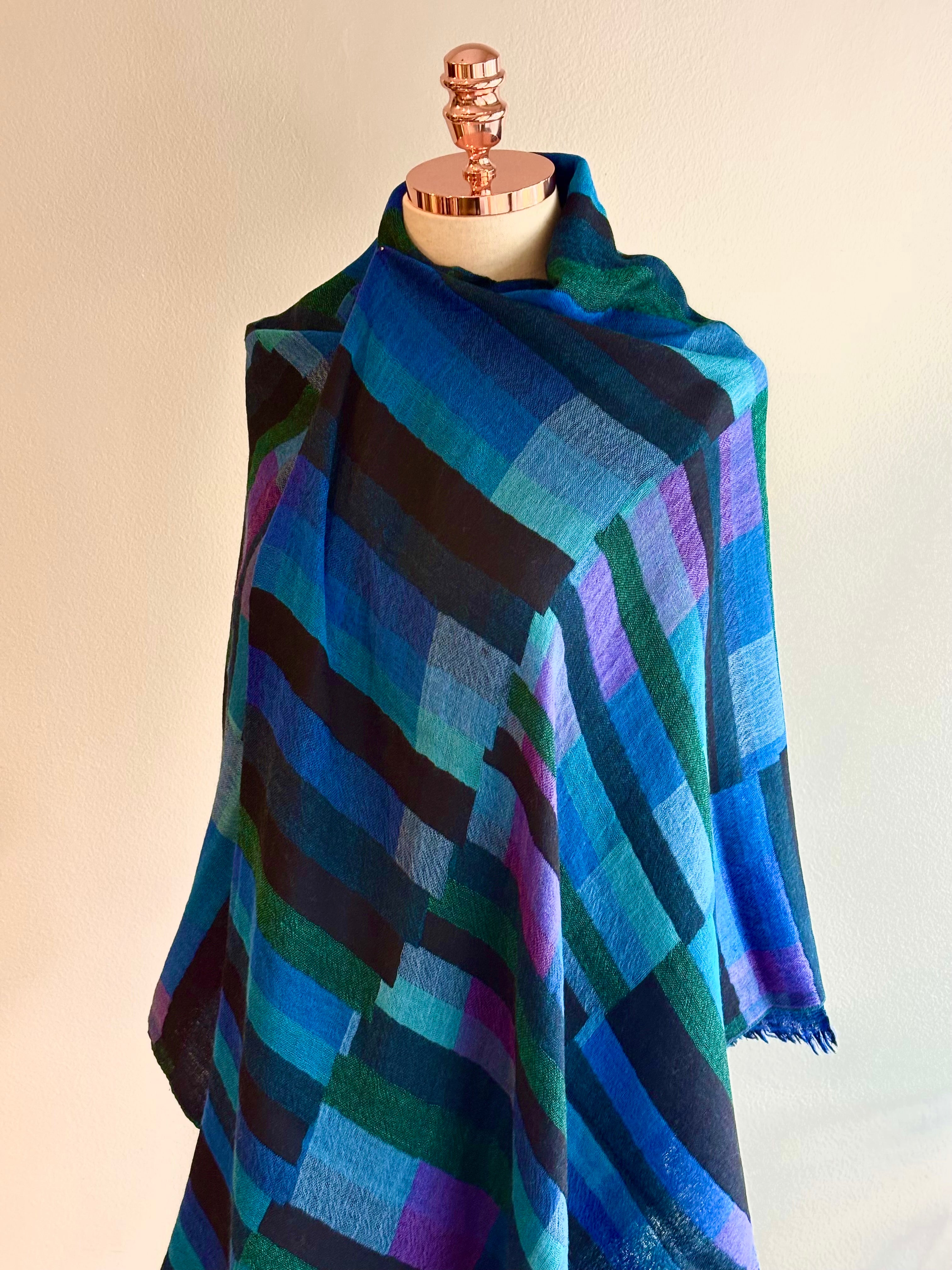 Xale JACQUARD GEO azul