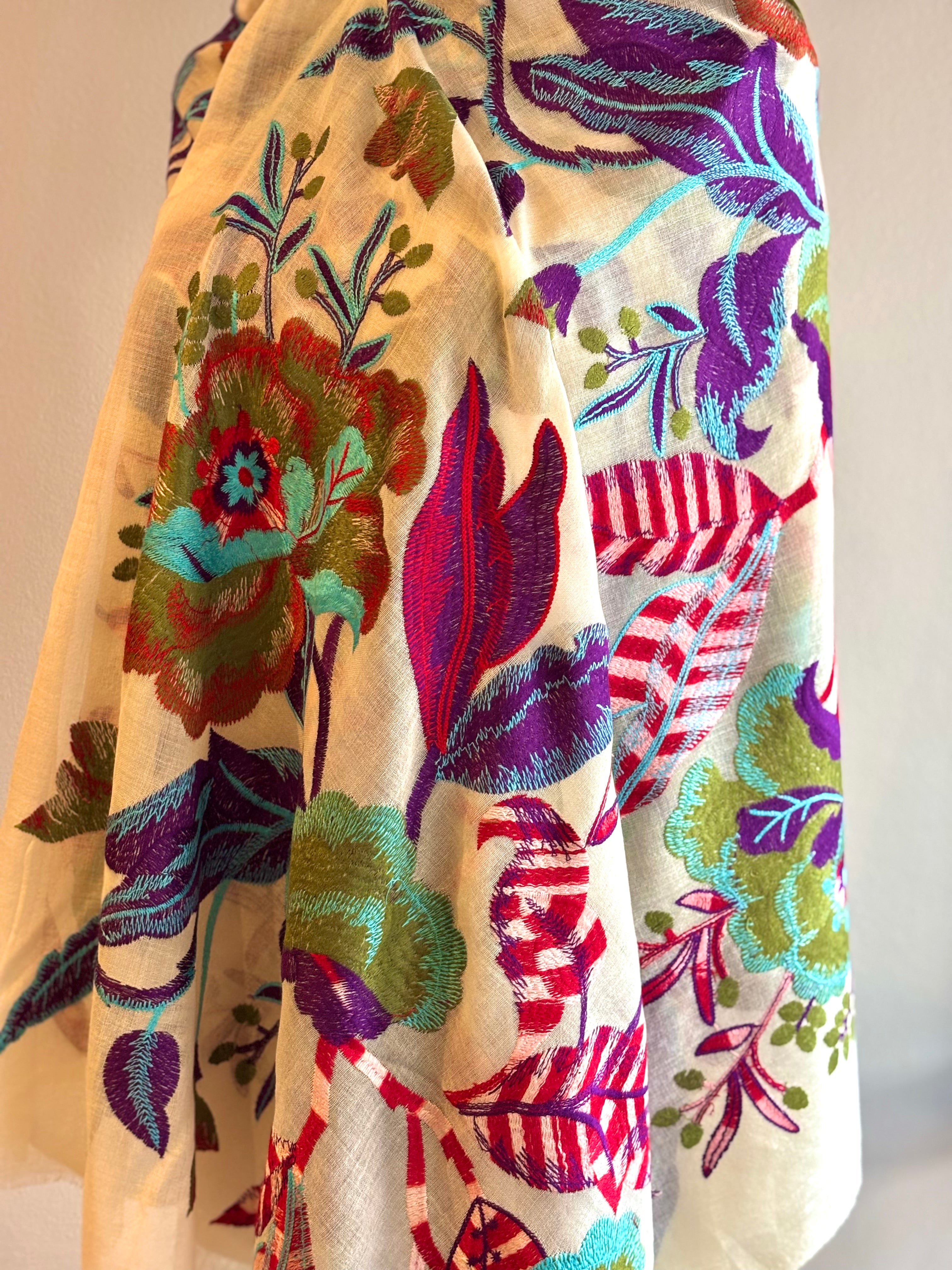 Xale Merino Bordado MAXI FLOWER