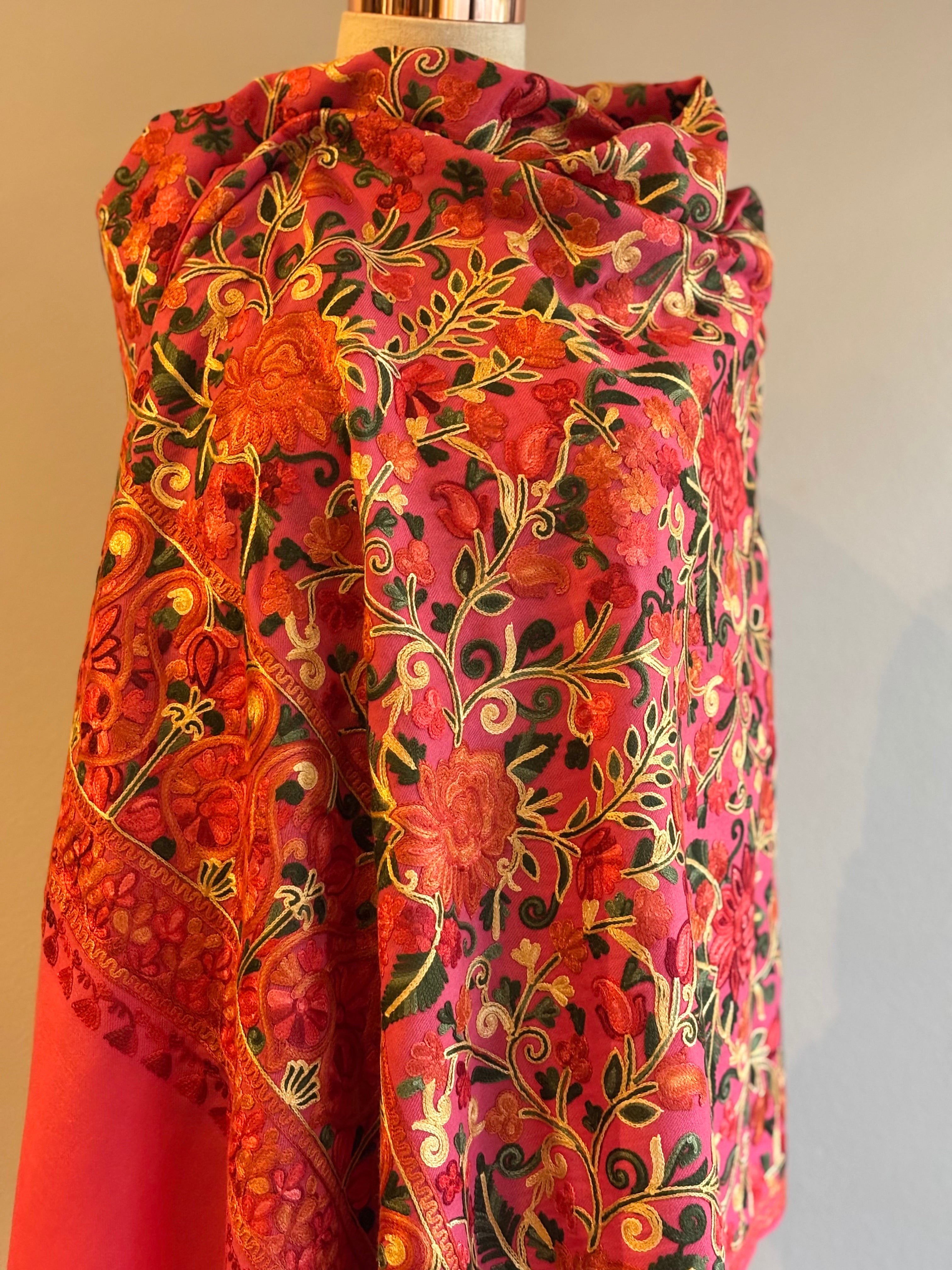 Xale Aari Floral salmão