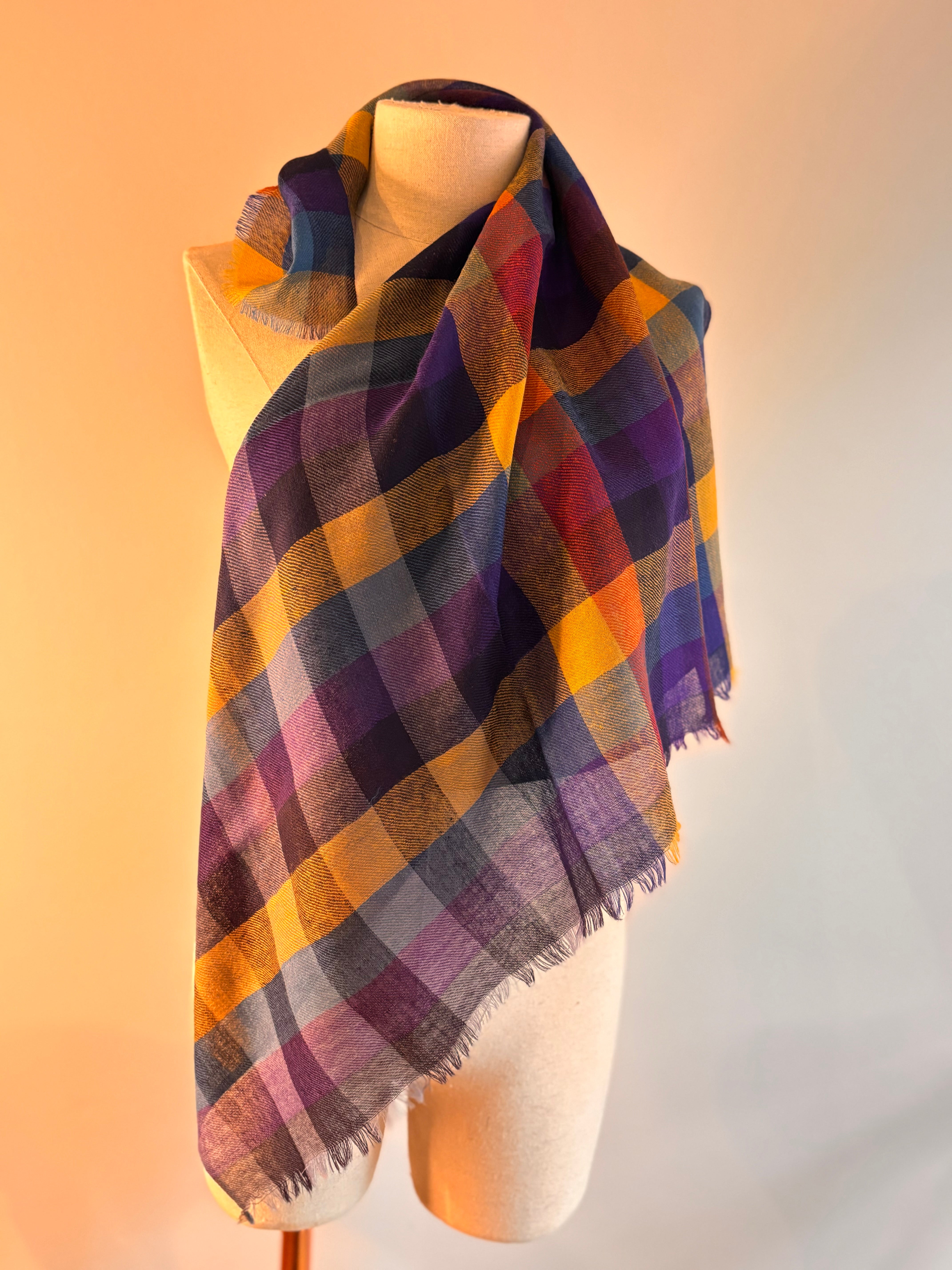 Foulard merino KILT roxo/azul