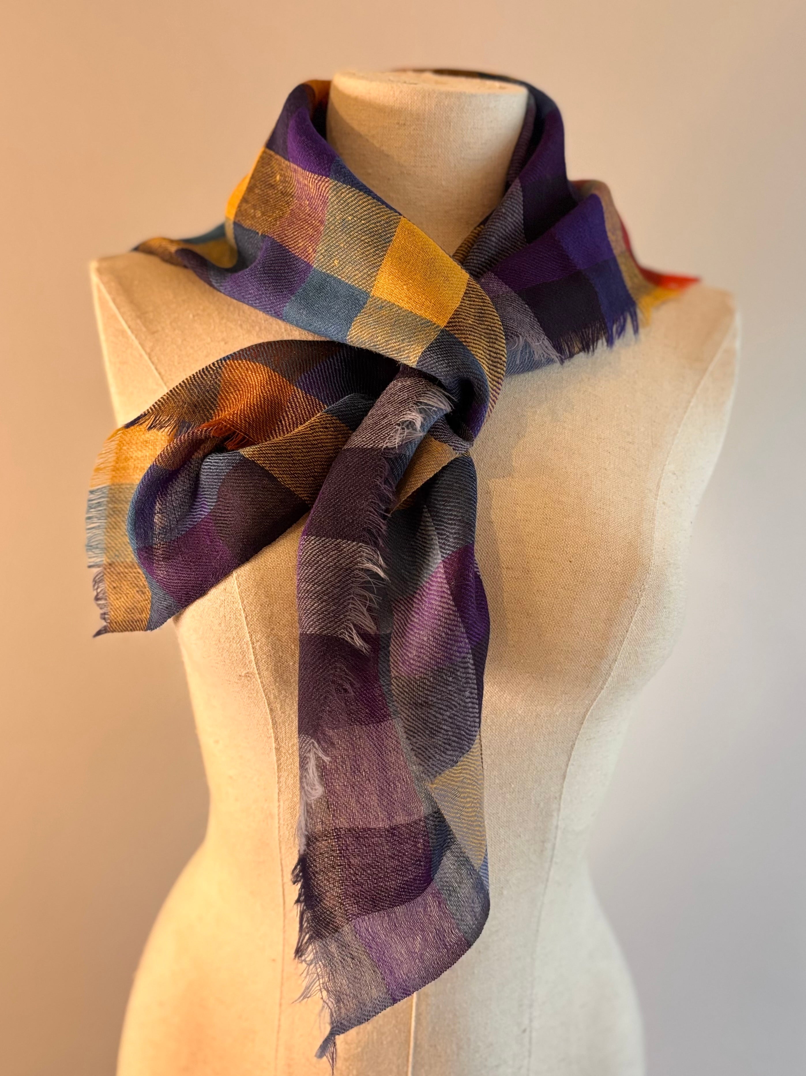 Foulard merino KILT roxo/azul
