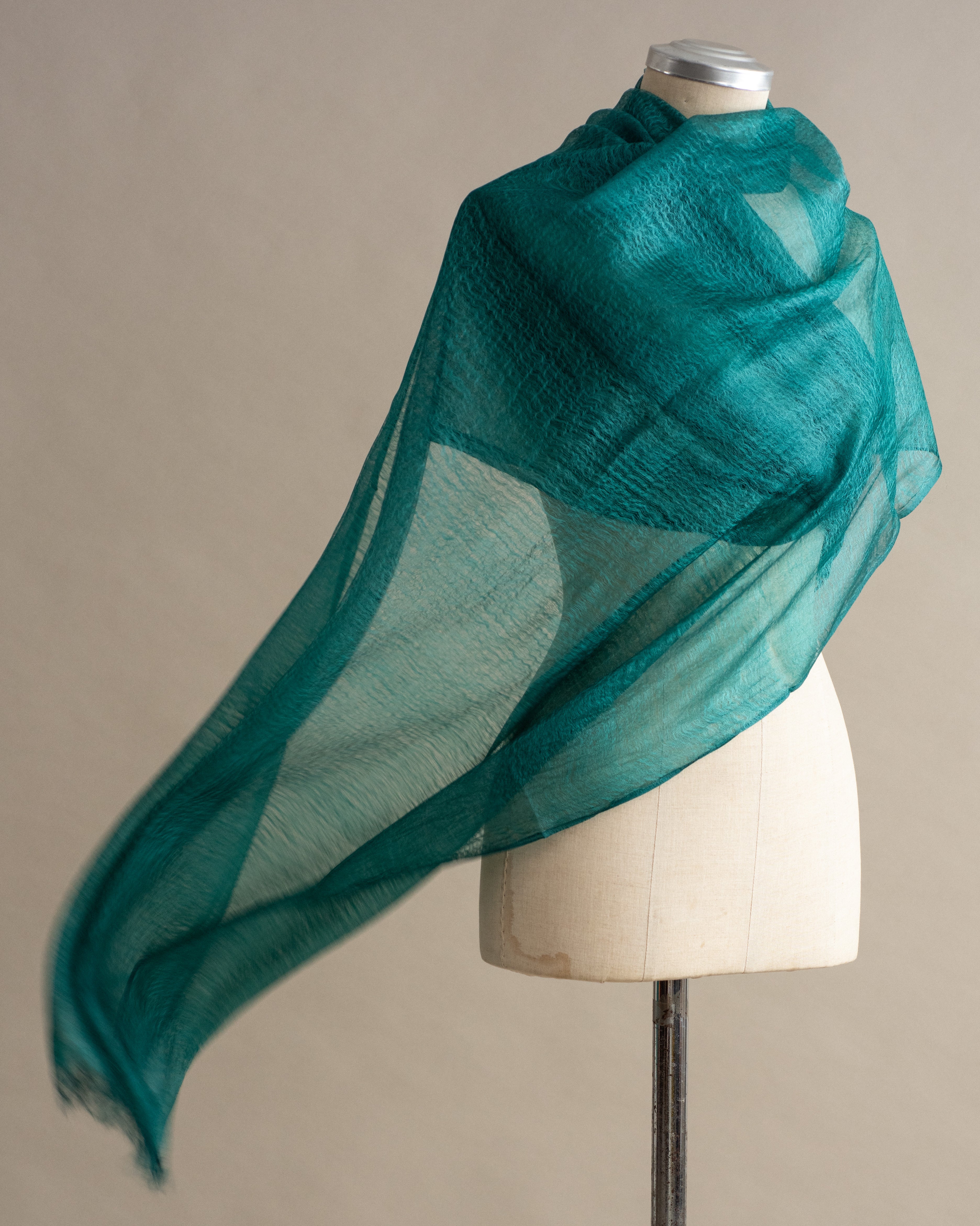 Xale GAZE SEDA azul petróleo