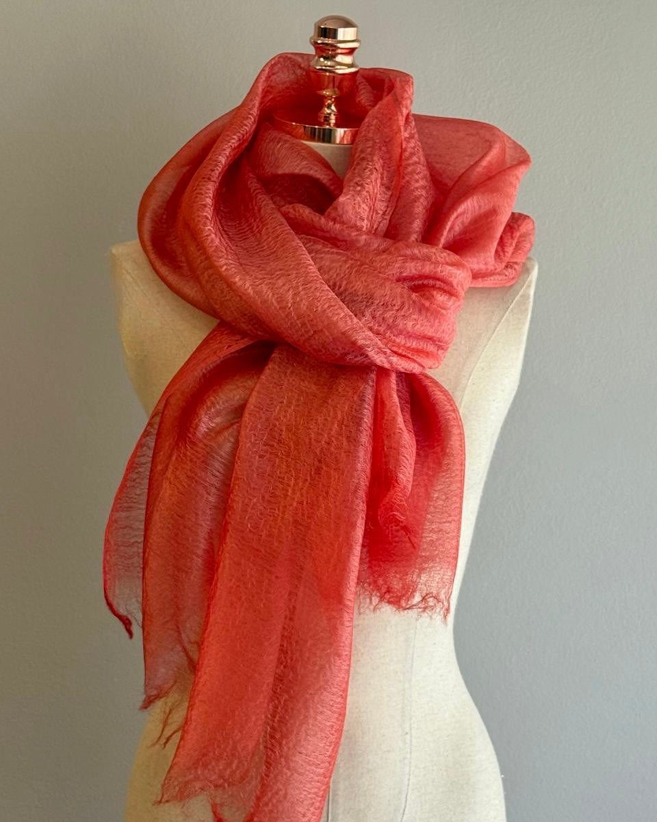 Xale GAZE de SEDA coral